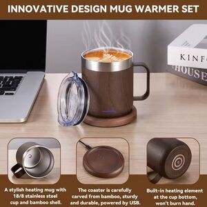 Bamboo Shell Mug Warmer Set - Brown coffee mug